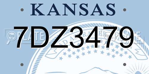 7DZ3479 Kansas License Plate