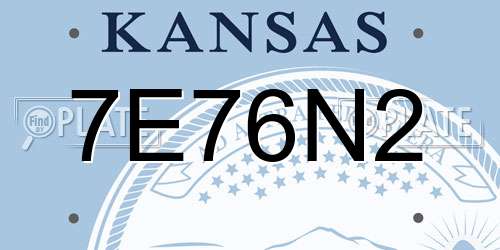 7E76N2 Kansas License Plate