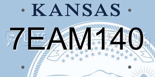 7EAM140 Kansas License Plate