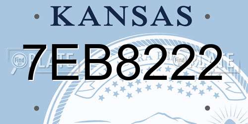 7EB8222 Kansas License Plate