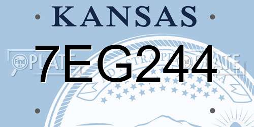 7EG244 Kansas License Plate