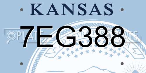 7EG388 Kansas License Plate