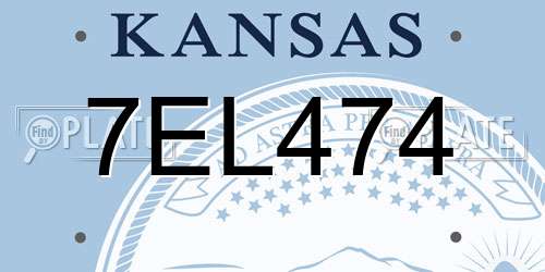 7EL474 Kansas License Plate