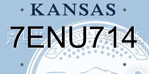 7ENU714 Kansas License Plate