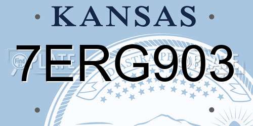 7ERG903 Kansas License Plate
