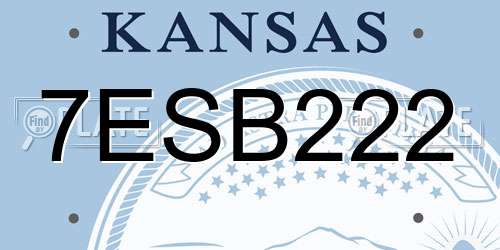 7ESB222 Kansas License Plate