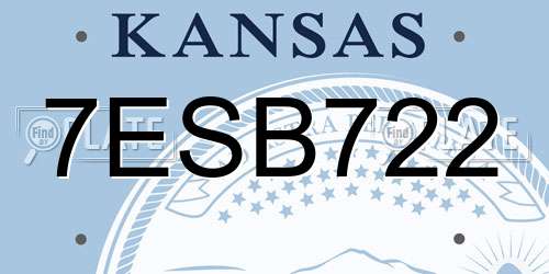 7ESB722 Kansas License Plate