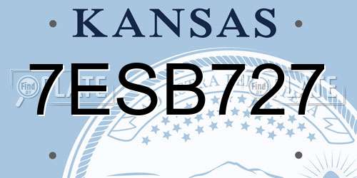 7ESB727 Kansas License Plate