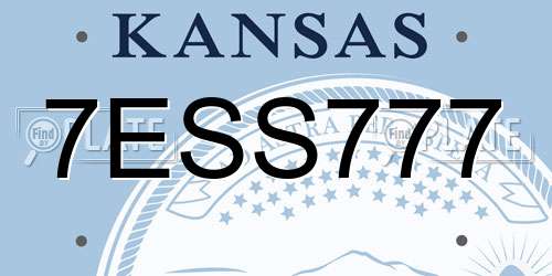 7ESS777 Kansas License Plate