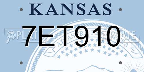 7ET910 Kansas License Plate