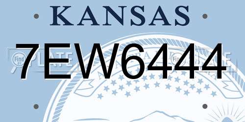 7EW6444 Kansas License Plate