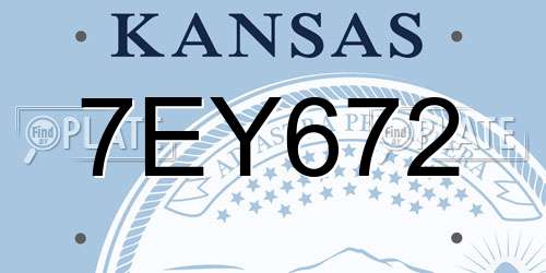 7EY672 Kansas License Plate