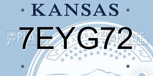 7EYG72 Kansas License Plate