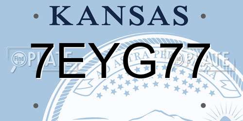 7EYG77 Kansas License Plate