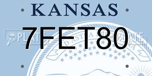 7FET80 Kansas License Plate