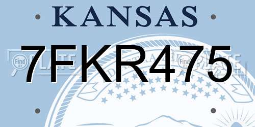 7FKR475 Kansas License Plate
