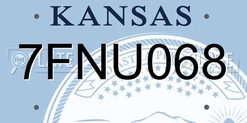 7FNU068 Kansas License Plate