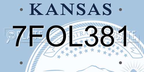7FOL381 Kansas License Plate