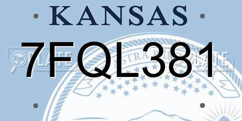 7FQL381 Kansas License Plate