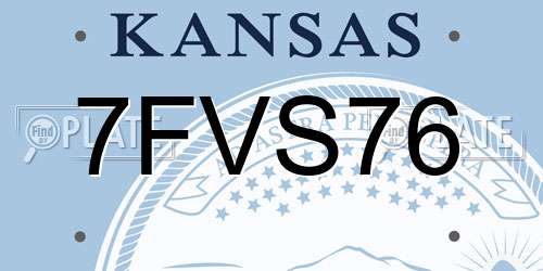 7FVS76 Kansas License Plate