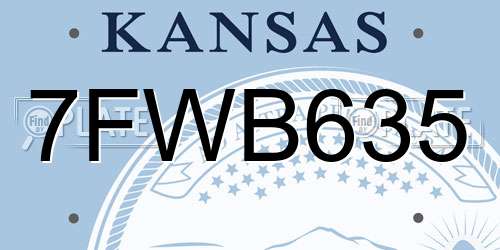 7FWB635 Kansas License Plate