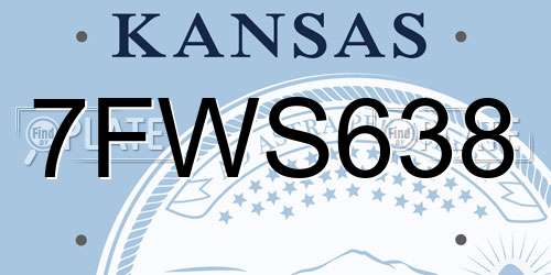 7FWS638 Kansas License Plate