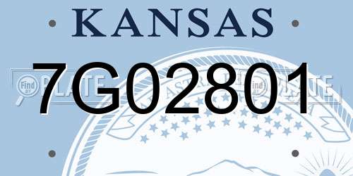 7G02801 Kansas License Plate