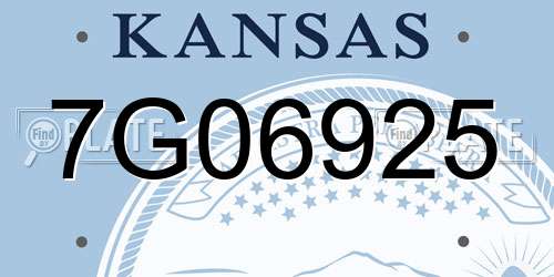 7G06925 Kansas License Plate