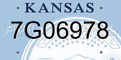 7G06978 Kansas License Plate