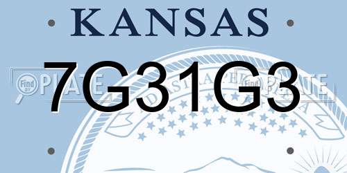 7G31G3 Kansas License Plate