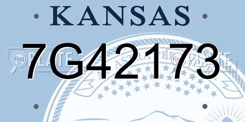 7G42173 Kansas License Plate
