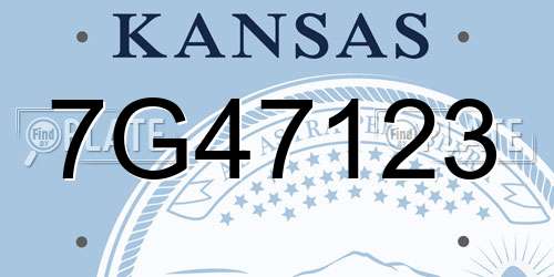 7G47123 Kansas License Plate