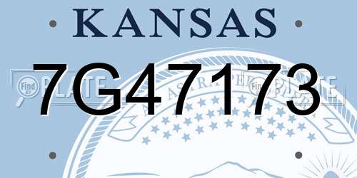 7G47173 Kansas License Plate