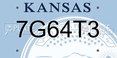 7G64T3 Kansas License Plate