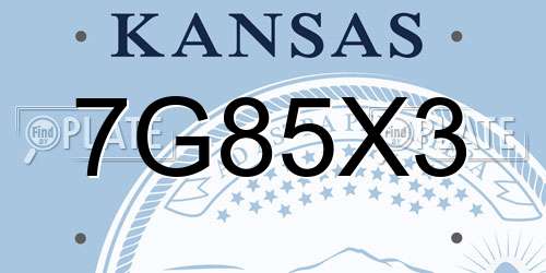 7G85X3 Kansas License Plate