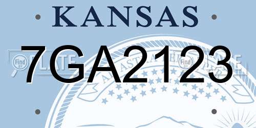 7GA2123 Kansas License Plate