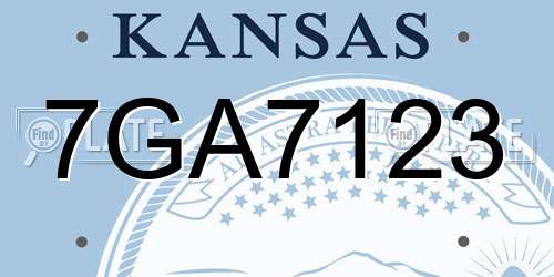 7GA7123 Kansas License Plate