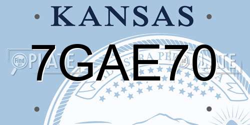 7GAE70 Kansas License Plate