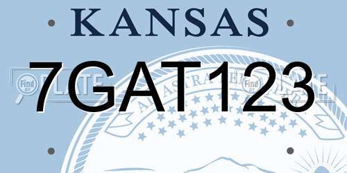 7GAT123 Kansas License Plate