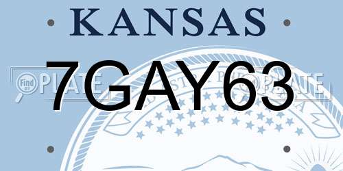 7GAY63 Kansas License Plate