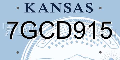 7GCD915 Kansas License Plate