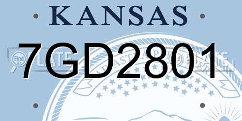 7GD2801 Kansas License Plate