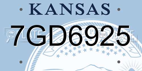 7GD6925 Kansas License Plate