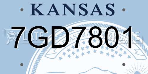 7GD7801 Kansas License Plate