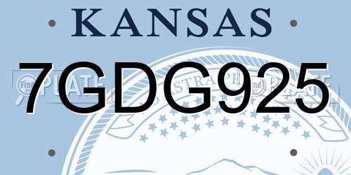 7GDG925 Kansas License Plate