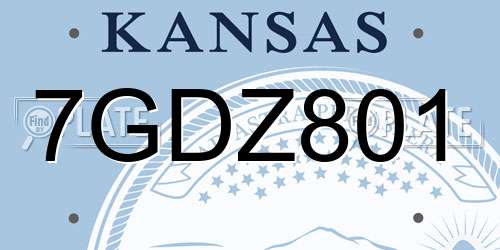 7GDZ801 Kansas License Plate