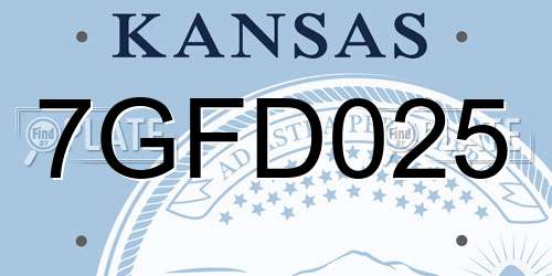 7GFD025 Kansas License Plate