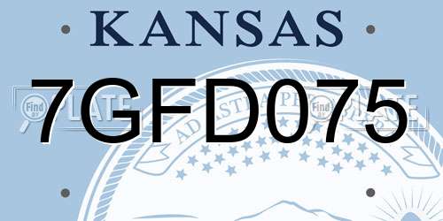 7GFD075 Kansas License Plate