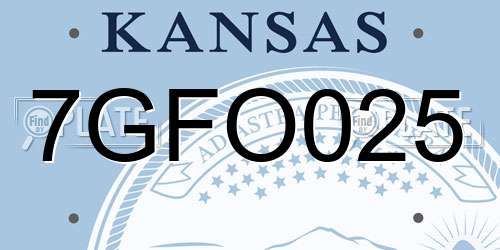 7GFO025 Kansas License Plate