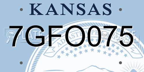 7GFO075 Kansas License Plate